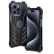 For iPhone 15 Pro Max R-JUST Batman Hollow Metal Phone Protective Case(Black)
