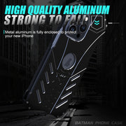For iPhone 15 Pro Max R-JUST Batman Hollow Metal Phone Protective Case(Black)