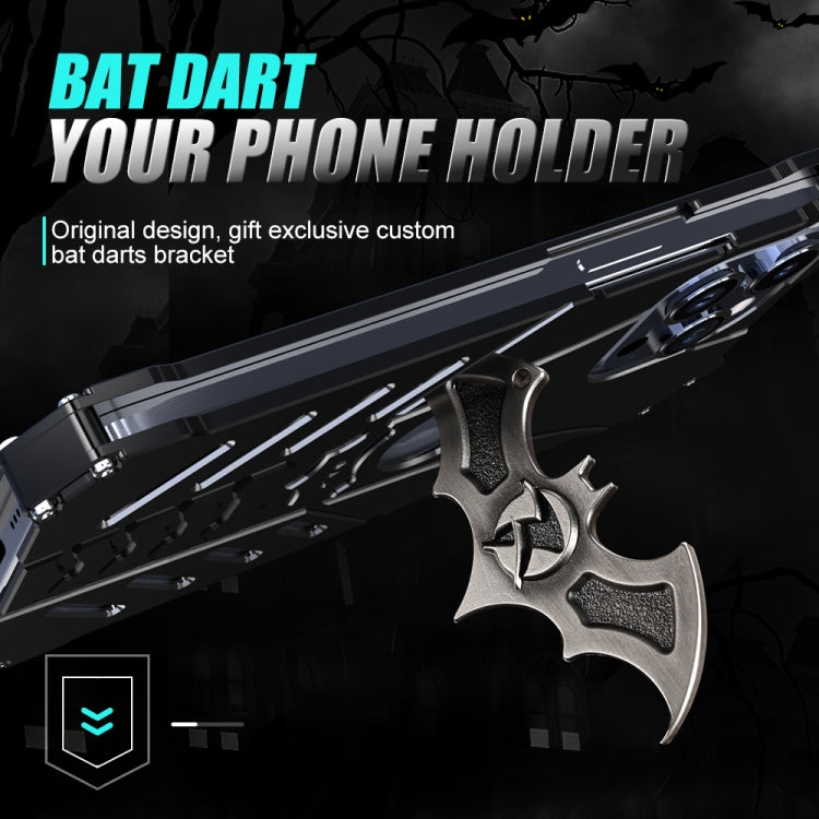 For iPhone 15 Pro Max R-JUST Batman Hollow Metal Phone Protective Case(Black)