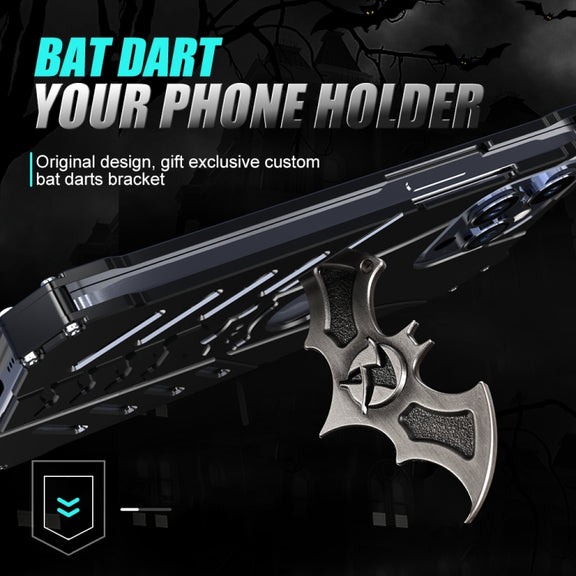 For iPhone 15 Pro Max R-JUST Batman Hollow Metal Phone Protective Case(Black)