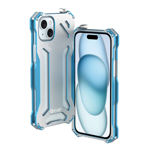 For iPhone 15 R-JUST RJ17 Shockproof Armor Metal Phone Case(Blue)