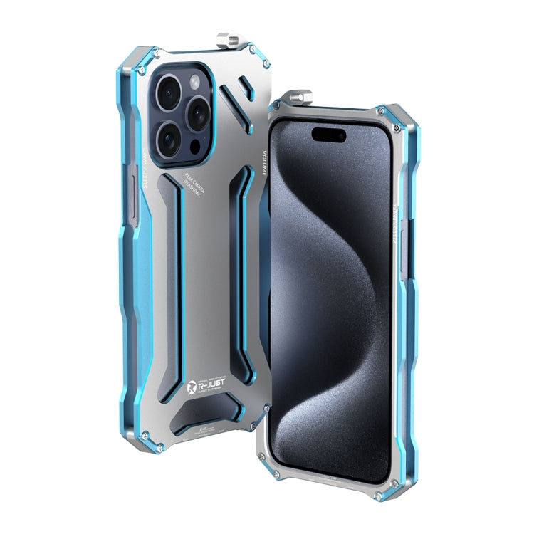 For iPhone 15 Pro R-JUST RJ17 Shockproof Armor Metal Phone Case(Blue)