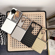 For OPPO Find N3 Flip Woven Texture Shockproof Phone Case(Black)