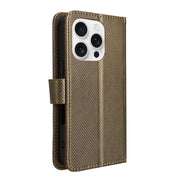 For iPhone 16 Pro Diamond Texture Leather Phone Case(Brown)