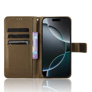 For iPhone 16 Pro Diamond Texture Leather Phone Case(Brown)