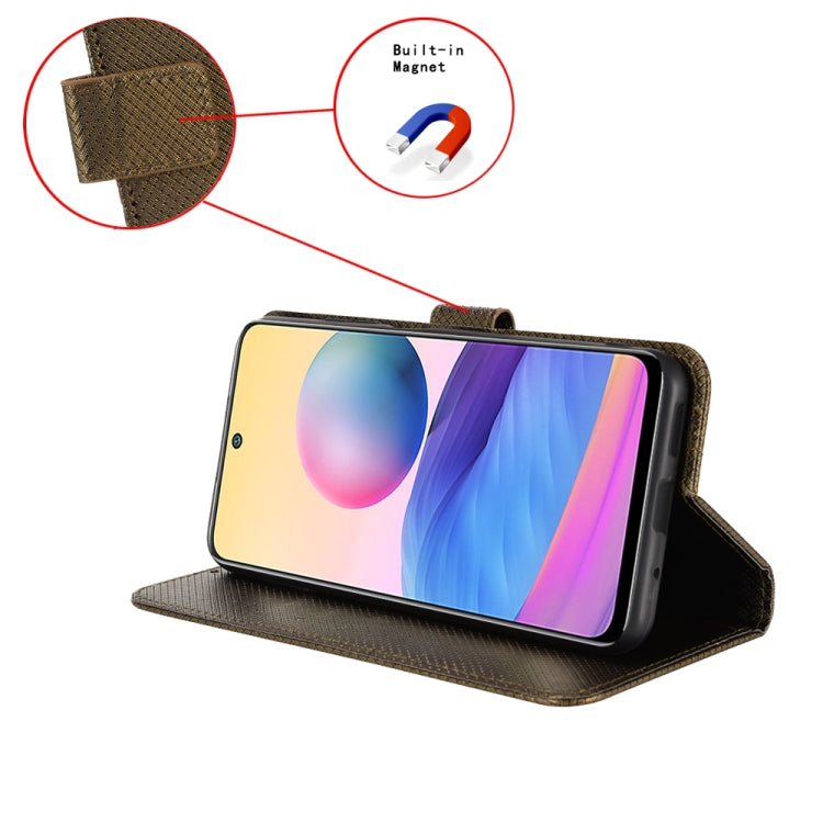 For iPhone 16 Pro Diamond Texture Leather Phone Case(Brown)