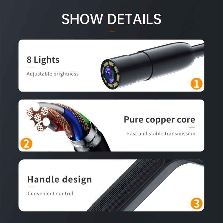 P200 8mm Side Lenses Integrated Industrial Pipeline Endoscope with 4.3 inch Screen, Spec:5m Tube