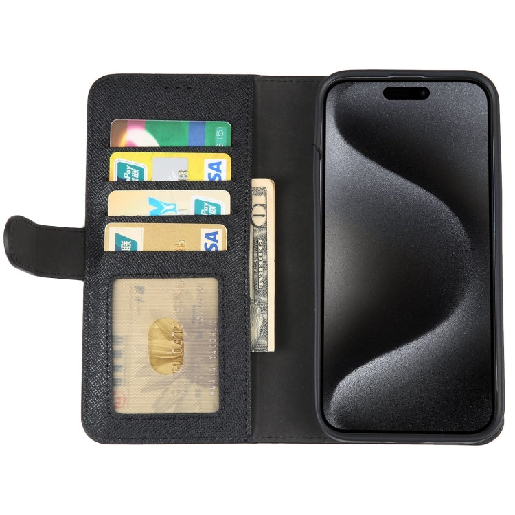 For iPhone 15 Pro Max GEBEI Top-grain Horizontal Flip Leather Phone Case(Black)
