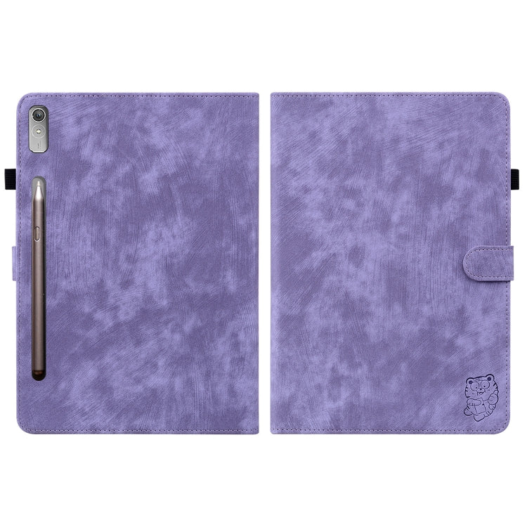 For Lenovo Tab P12 Tiger Pattern Flip Leather Tablet Case(Purple)