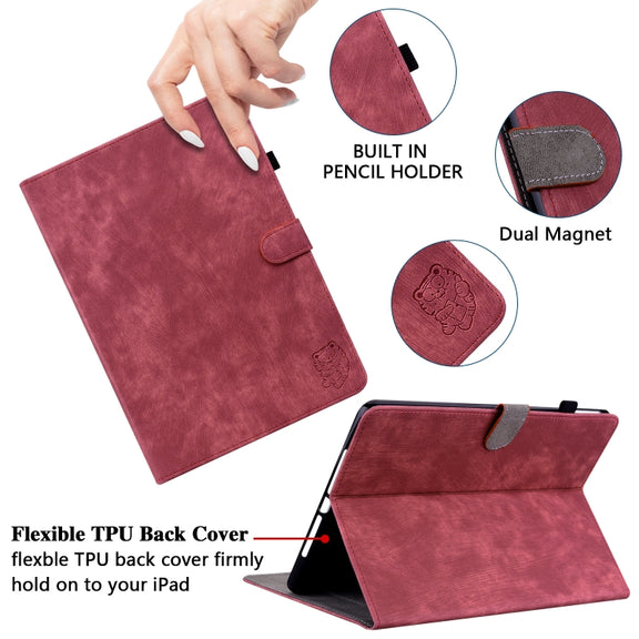 For Lenovo Tab P12 Tiger Pattern Flip Leather Tablet Case(Red)