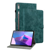 For Lenovo Tab P12 Tiger Pattern Flip Leather Tablet Case(Dark Green)