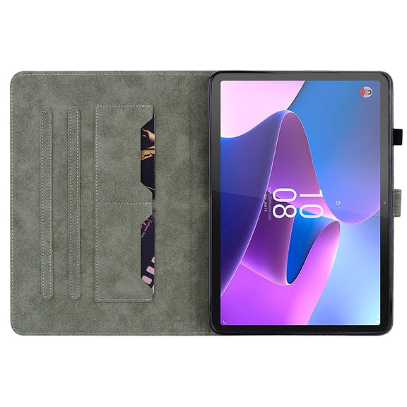 For Lenovo Tab P12 Tiger Pattern Flip Leather Tablet Case(Dark Green)