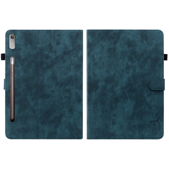 For Lenovo Tab P12 Tiger Pattern Flip Leather Tablet Case(Dark Blue)