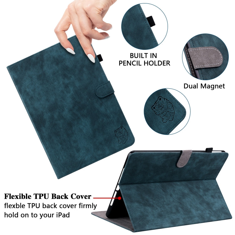 For Lenovo Tab P12 Tiger Pattern Flip Leather Tablet Case(Dark Blue)