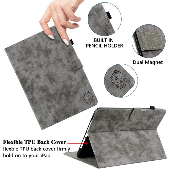 For Lenovo Tab M11/Xiaoxin Pad 11 2024 Tiger Pattern Flip Leather Tablet Case(Grey)
