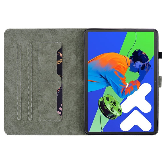 For Lenovo Tab P12 Pro 12.7 2025 Tiger Pattern Flip Leather Tablet Case(Grey)