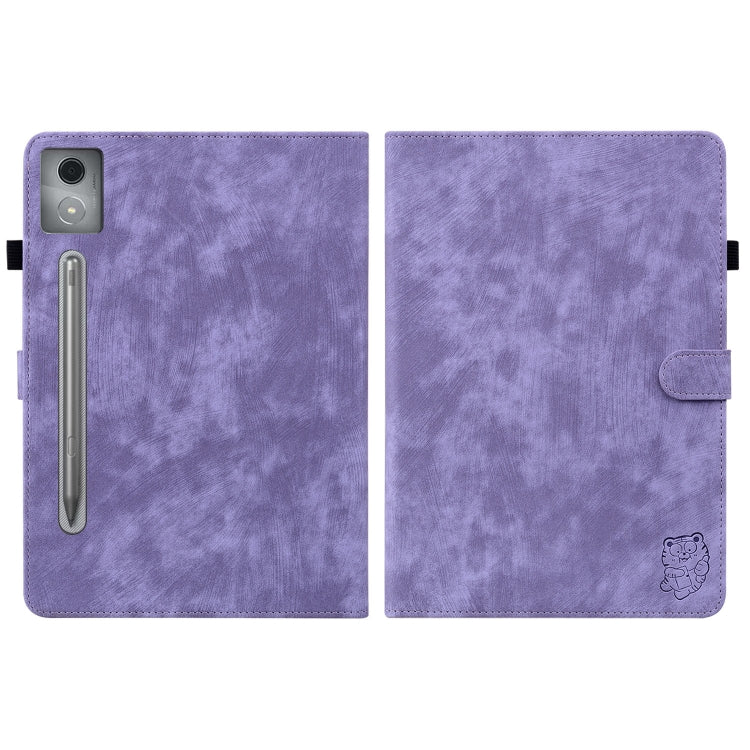 For Lenovo Tab P12 Pro 12.7 2025 Tiger Pattern Flip Leather Tablet Case(Purple)