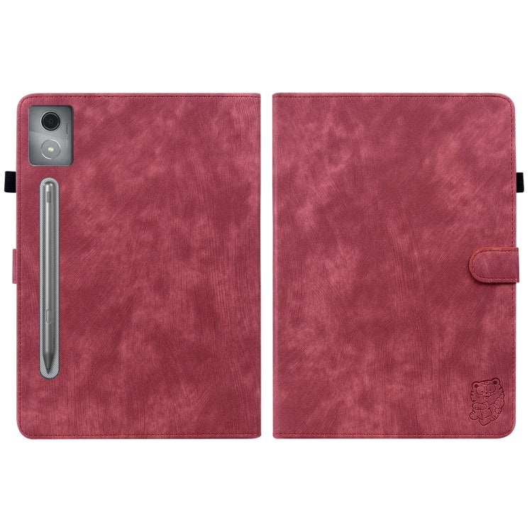 For Lenovo Tab P12 Pro 12.7 2025 Tiger Pattern Flip Leather Tablet Case(Red)