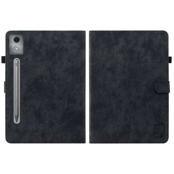For Lenovo Tab P12 Pro 12.7 2025 Tiger Pattern Flip Leather Tablet Case(Black)