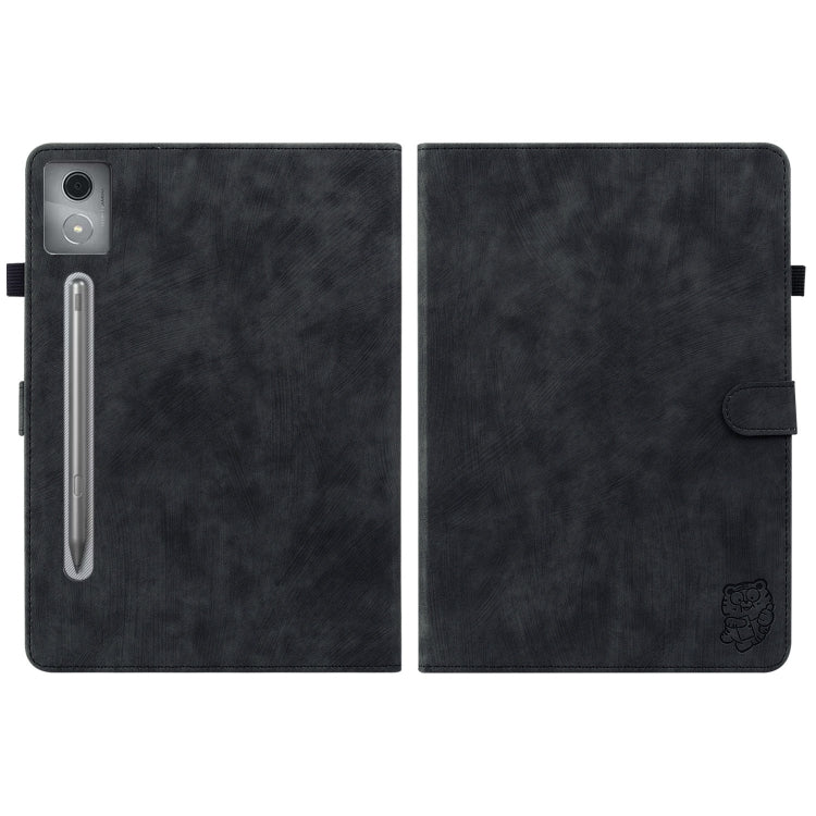For Lenovo Tab P12 Pro 12.7 2025 Tiger Pattern Flip Leather Tablet Case(Black)