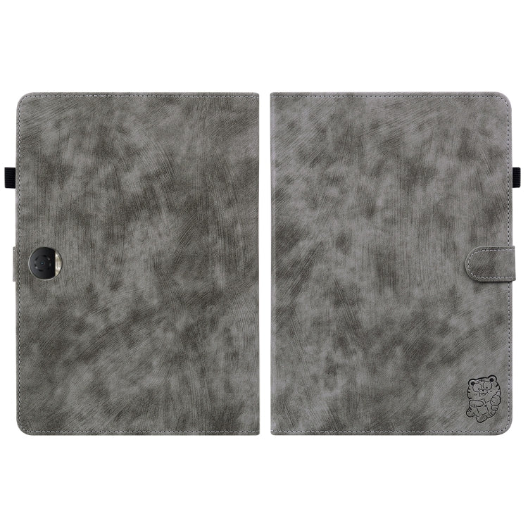 For Honor Pad 9 12.1 Embossed Tiger Pattern Leather Tablet Case(Grey)
