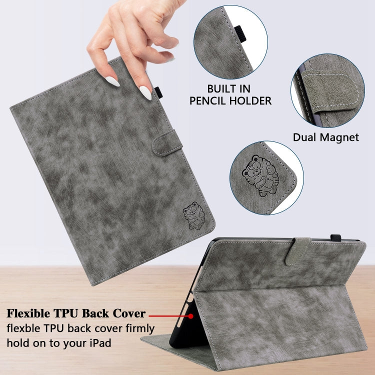 For Honor Pad 9 12.1 Embossed Tiger Pattern Leather Tablet Case(Grey)