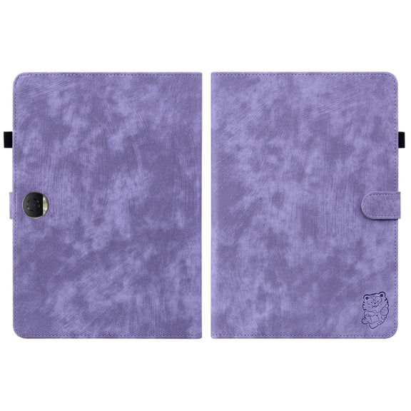For Honor Pad 9 12.1 Embossed Tiger Pattern Leather Tablet Case(Purple)