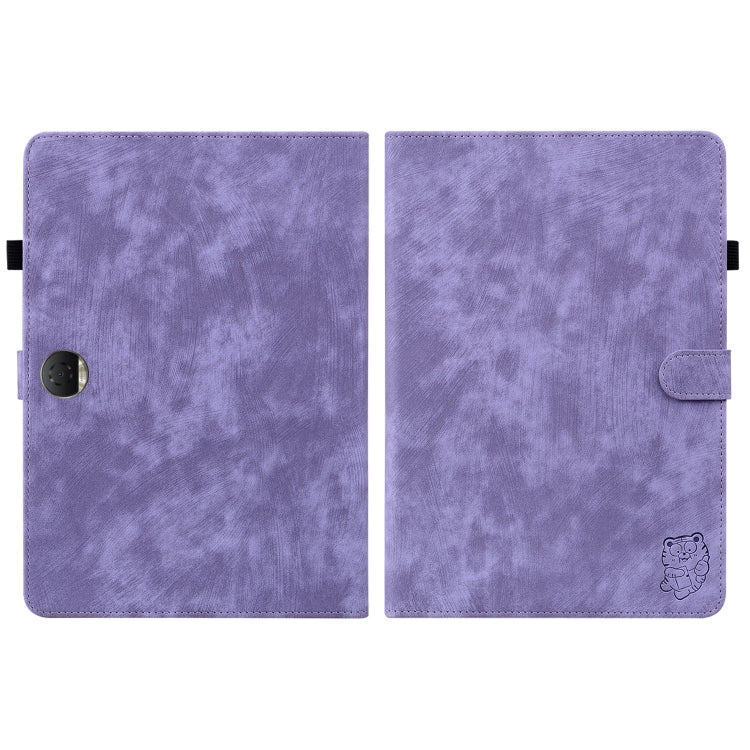 For Honor Pad 9 12.1 Embossed Tiger Pattern Leather Tablet Case(Purple)