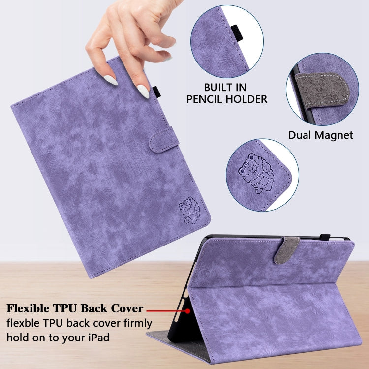 For Honor Pad 9 12.1 Embossed Tiger Pattern Leather Tablet Case(Purple)