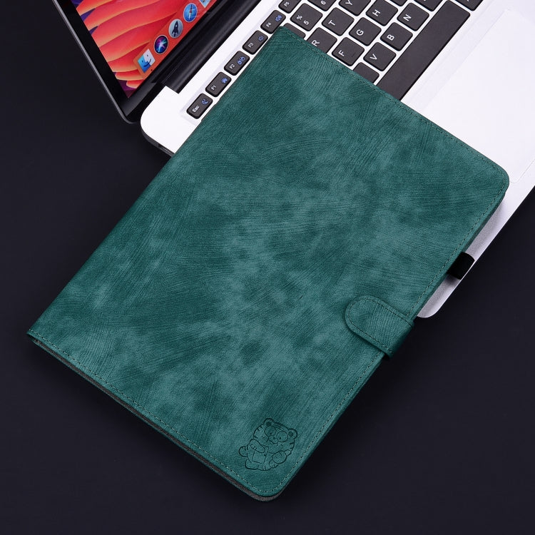 For Honor Pad 9 12.1 Embossed Tiger Pattern Leather Tablet Case(Dark Green)