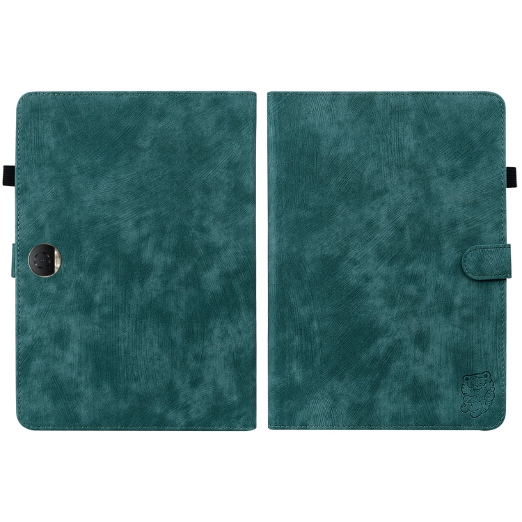 For Honor Pad 9 12.1 Embossed Tiger Pattern Leather Tablet Case(Dark Green)