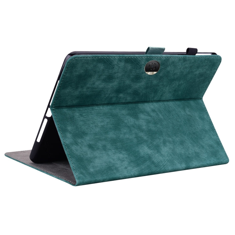 For Honor Pad 9 12.1 Embossed Tiger Pattern Leather Tablet Case(Dark Green)