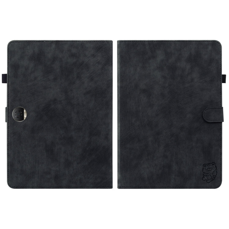 For Honor Pad 9 12.1 Embossed Tiger Pattern Leather Tablet Case(Black)