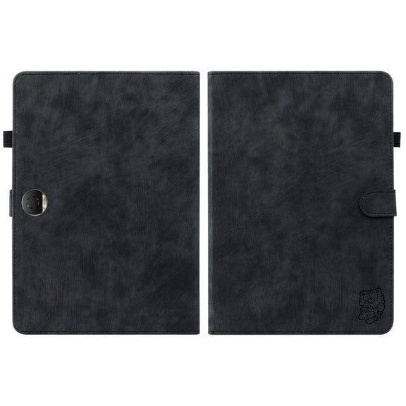 For Honor Pad 9 12.1 Embossed Tiger Pattern Leather Tablet Case(Black)