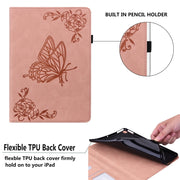 For Lenovo Tab P12 Butterfly Flower Embossed Leather Tablet Case(Rose Gold)