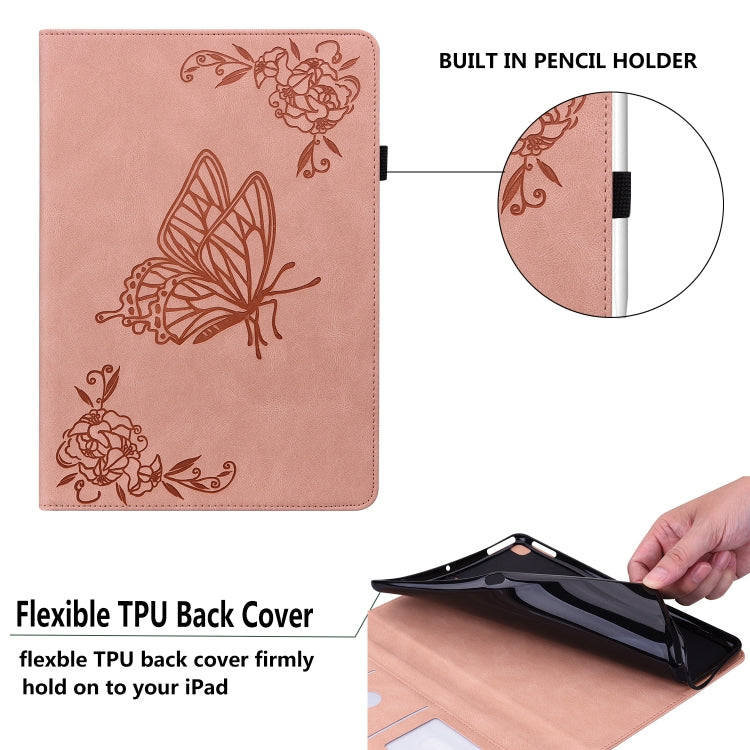 For Lenovo Tab P12 Butterfly Flower Embossed Leather Tablet Case(Rose Gold)