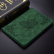 For Lenovo Tab K11 Plus Butterfly Flower Embossed Leather Tablet Case(Green)
