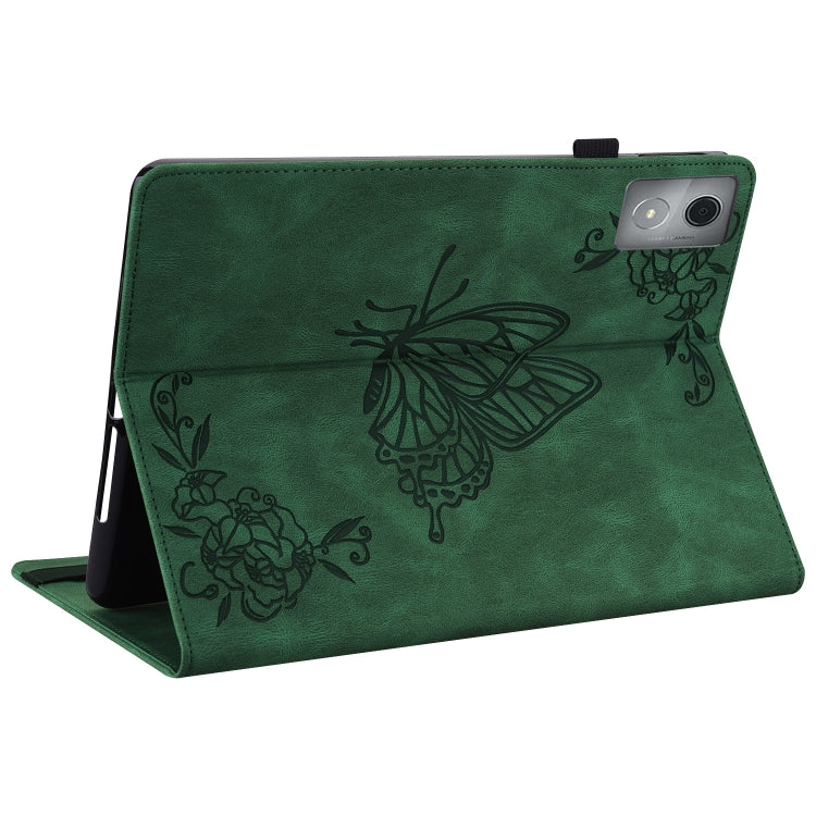 For Lenovo Tab K11 Plus Butterfly Flower Embossed Leather Tablet Case(Green)