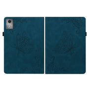 For Lenovo Tab K11 Plus Butterfly Flower Embossed Leather Tablet Case(Blue)