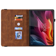 For Lenovo Tab K11 Plus Butterfly Flower Embossed Leather Tablet Case(Brown)