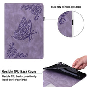 For Lenovo Tab P12 Pro 12.7 2025 Butterfly Flower Embossed Leather Tablet Case(Purple)