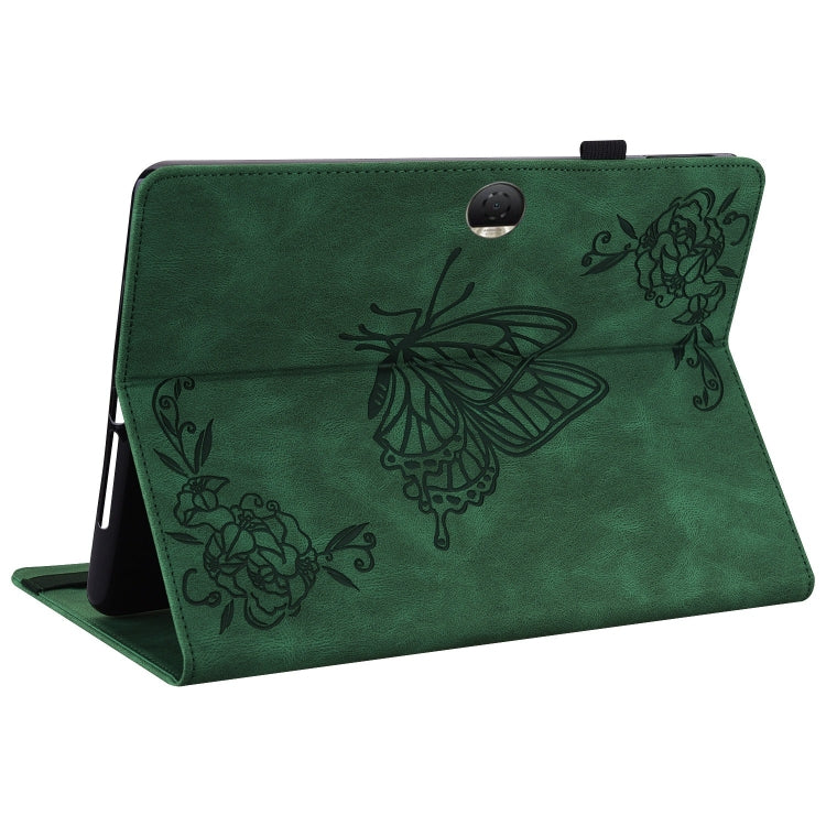 For Honor Pad 9 12.1 Butterfly Flower Embossed Leather Tablet Case(Green)