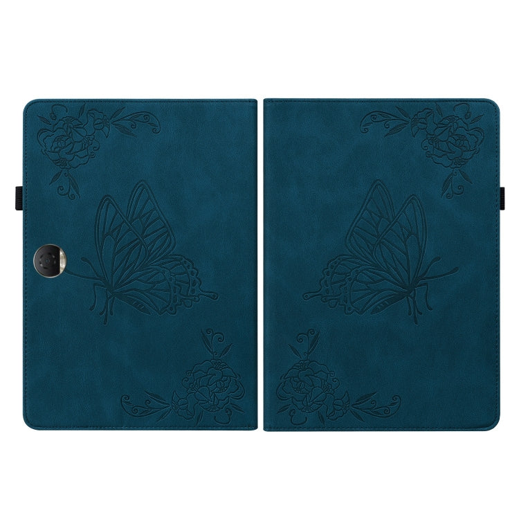For Honor Pad 9 12.1 Butterfly Flower Embossed Leather Tablet Case(Blue)