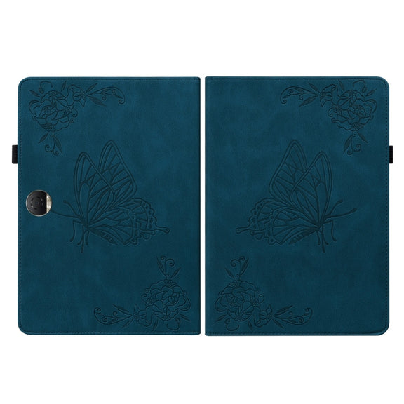 For Honor Pad 9 12.1 Butterfly Flower Embossed Leather Tablet Case(Blue)