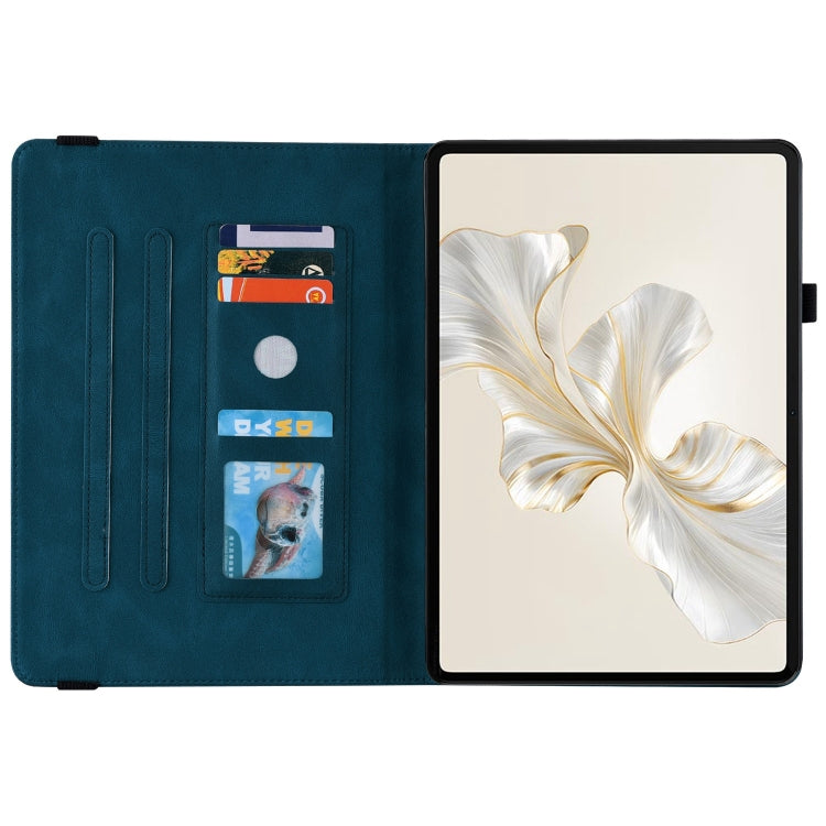 For Honor Pad 9 12.1 Butterfly Flower Embossed Leather Tablet Case(Blue)