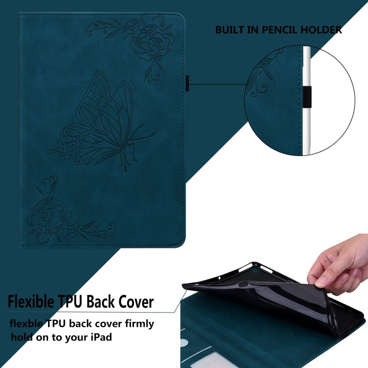 For Honor Pad 9 12.1 Butterfly Flower Embossed Leather Tablet Case(Blue)