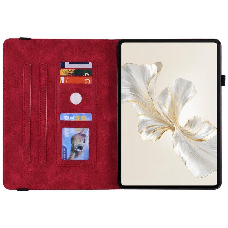 For Honor Pad 9 12.1 Butterfly Flower Embossed Leather Tablet Case(Red)
