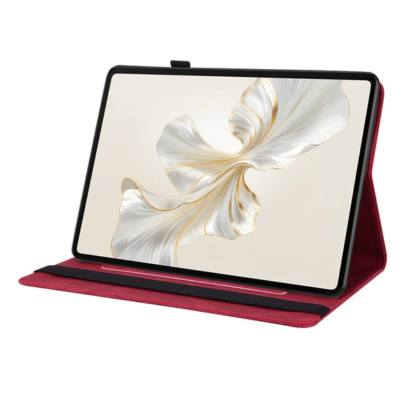 For Honor Pad 9 12.1 Butterfly Flower Embossed Leather Tablet Case(Red)