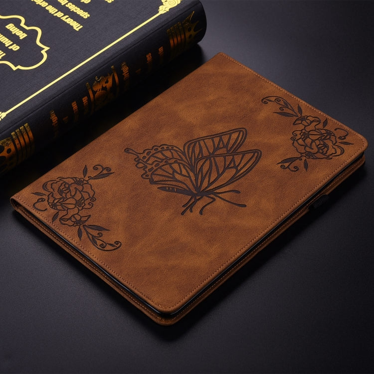 For Honor Pad 9 12.1 Butterfly Flower Embossed Leather Tablet Case(Brown)