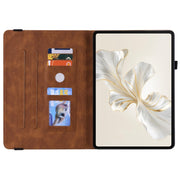 For Honor Pad 9 12.1 Butterfly Flower Embossed Leather Tablet Case(Brown)